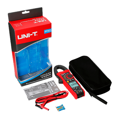 Pinza amperimétrica - Pantalla LED de hasta 6000 cuentas - Medición de intensidad en DC y AC hasta 600A - Medición de voltaje AC y DC 1000V - Alta precisión en AC con función True RMS - Medición de resistencia, capacitancia frecuencia - Medición de temper