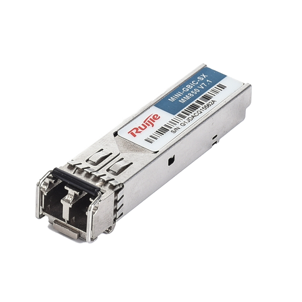 Módulo transceptor SFP Ruijie - Longitud de onda 850 nm - Fibra multimodo - Conector LC dúplex - Distancia máxima 550 m - 1,25Gb/s - 1000Base-SX