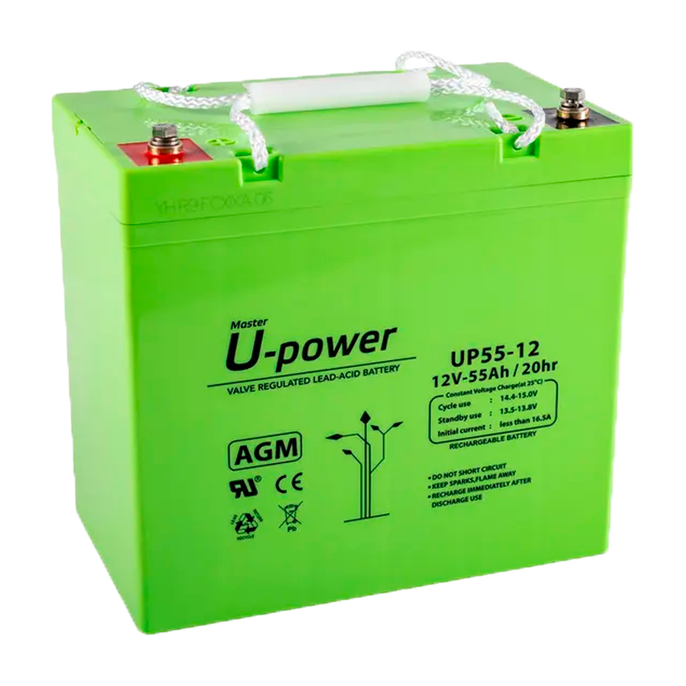 Upower - Batería recargable - Tecnología plomo ácido AGM - Voltaje 12 V - Capacidad 5.5 Ah - 210 x 228 x 137 mm / 17700 g - Para respaldo o uso directo