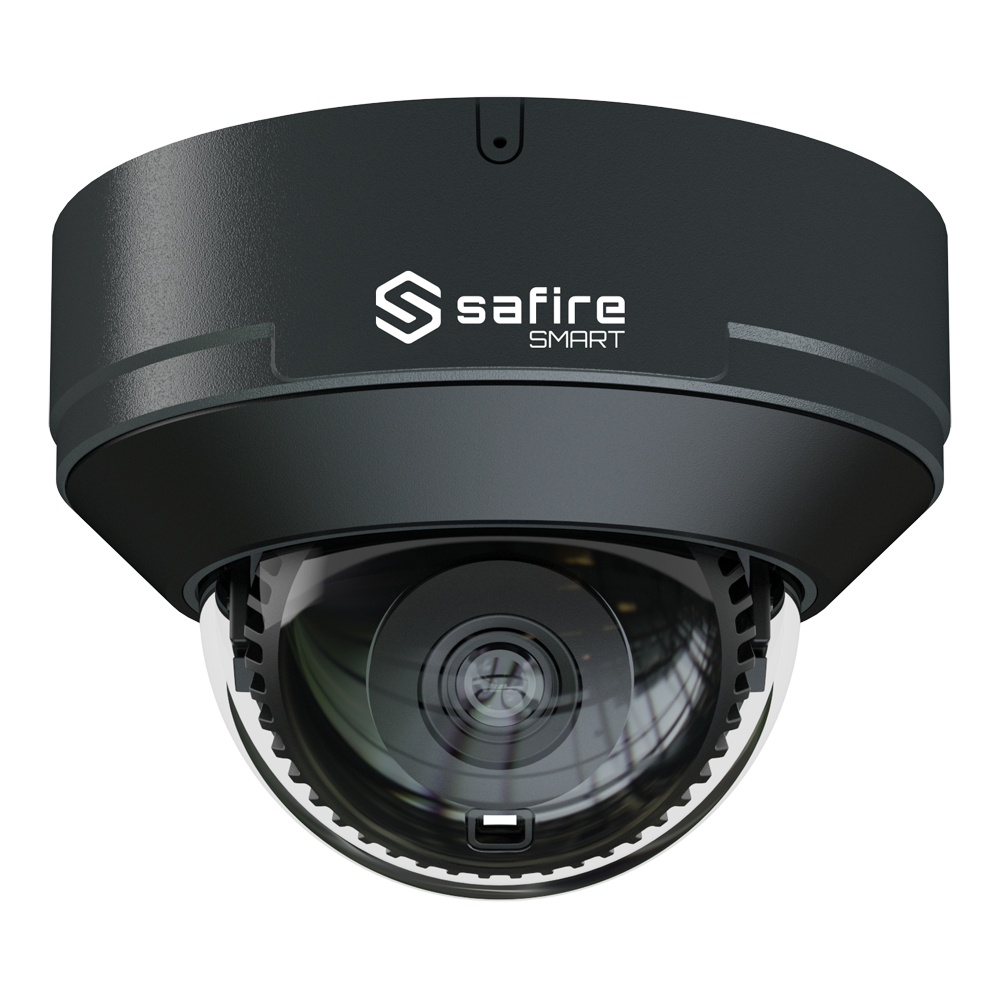 Safire Smart - Telecamera Dome IP gamma E1 Intelligenza Artificiale - Risoluzione 4 Megapixel (2566x1440) - Ottica 2.8 mm | Microfono integrato | IR 30m - IA: Classificazione di persone e veicoli - Waterproof IP67 & IK10 | PoE (IEEE802.3af)