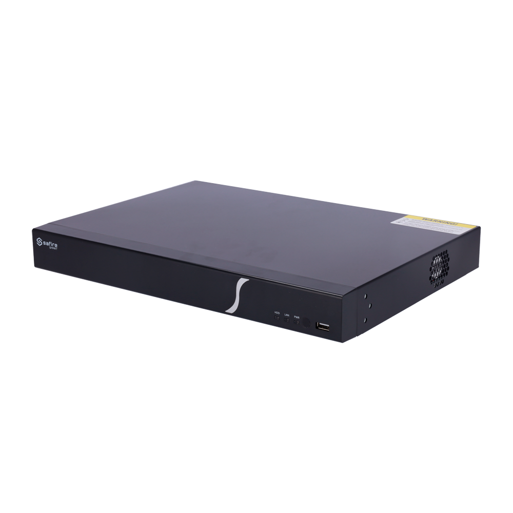 Safire Smart - NVR video recorder for A1 range IP cameras - 32CH video / H.265+ compression - Resolution up to 8Mpx / Bandwidth 192Mbps - 4K HDMI and VGA output / 2HDDs - Facial recognition / Smart search