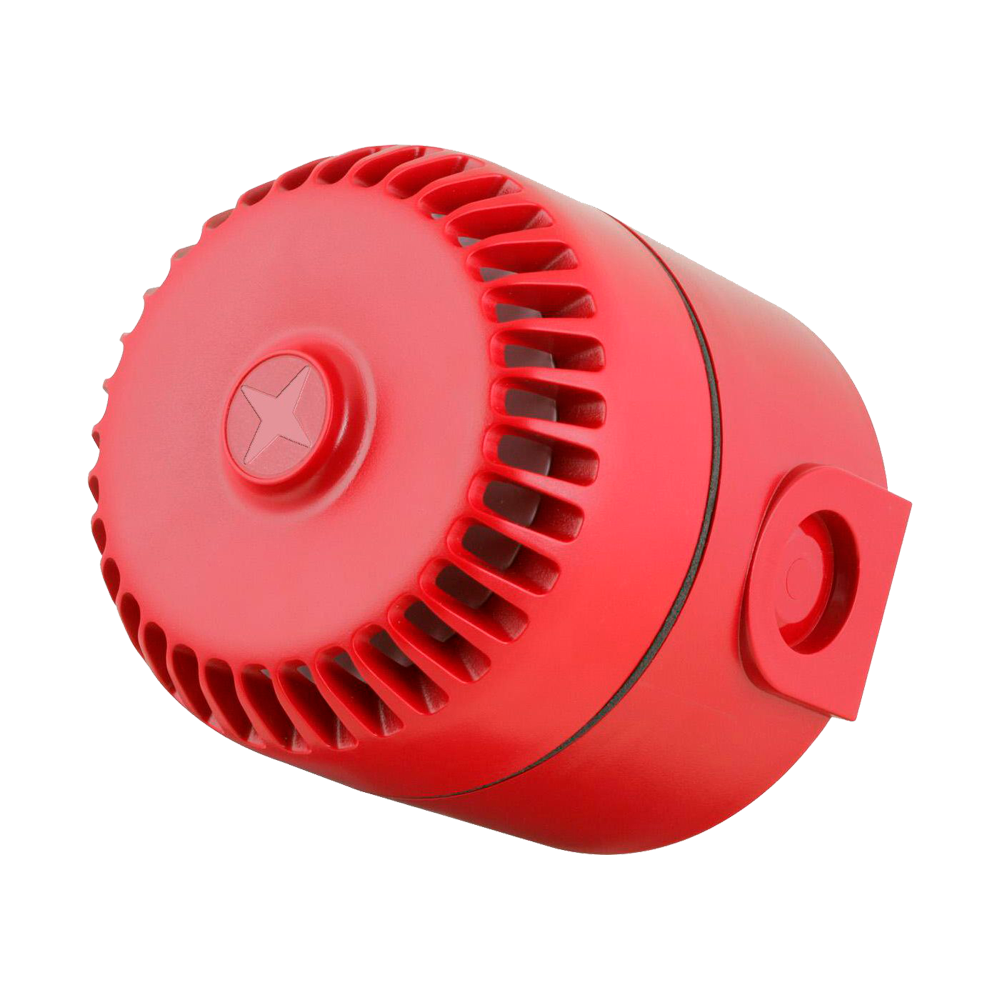 Roshni LP - Sirena de incendio con cable para uso interior y exterior - Potencia sonora 102 dB a 1 m - 32 tonos de alarma - Base alta para fácil instalación - Alimentación 24 VDC