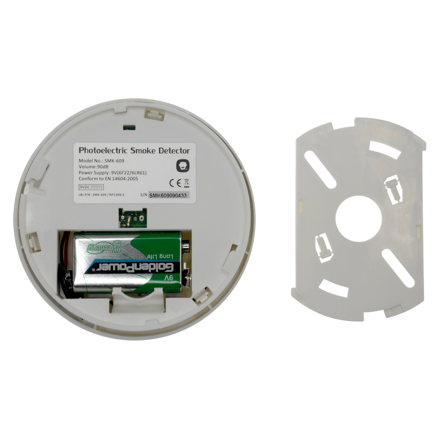 Rilevatore di fumo - Wireless - Antenna interna - Sirena incorporata - Campo di rilevamento 20 m² - Alimentazione 1 batteria 9 V