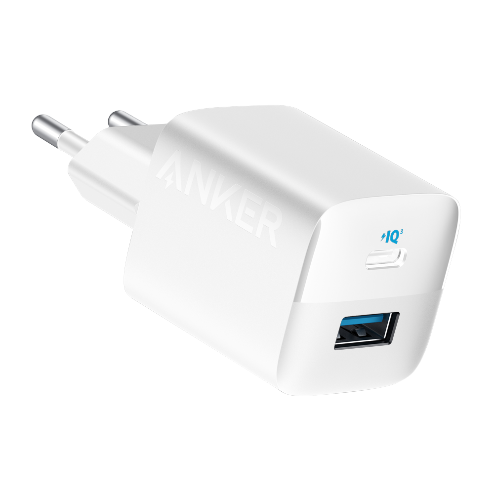 Anker - Caricabatterie USB - Potenza 33W - Ricarica veloce - Uscite USB-C, USB-A - Colore bianco