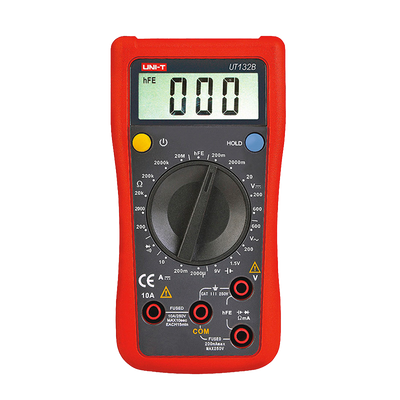 Multimetro digitale portatile - Misurazione della tensione DC e AC fino a 600V  - Misura della corrente DC fino a 10A - Misurazione della resistenza | Test di diodi e hFE - Test di batteria - Cicalino per test di continuità