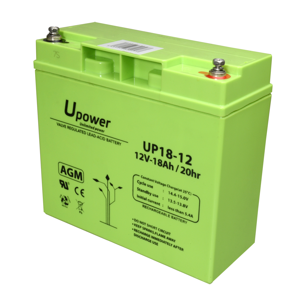 Upower - Batteria ricaricabile - Tecnologia piombo-acido AGM - Voltaggio 12 V - Capacità 18.0 Ah - 167.5 x 181.5x x 77/ 5700g - Per backup o uso diretto