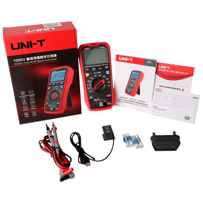 Multímetro digital CAT III - Pantalla LED hasta 6000 cuentas - Medición DC y AC hasta 1000V y 20A - Conexión a PC - Alta precisión AC con función True RMS - Mide resistencia, capacitancia y temperatura