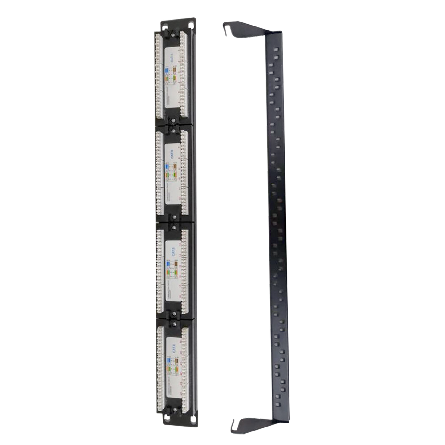 24-port UTP/RJ45 patch panel - Rack format - Admits cables up to CAT6 - 1U size for ease of installation - Dual IDC: 110 IDC and Krone IDC - Quick and easy connection