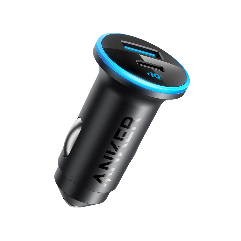 Anker - Accendisigari per auto - Potenza 52.5W - Ricarica rapida 30W | Tecnologia PowerIQ 3.0 - Uscite USB-C, USB-A - Colore nero