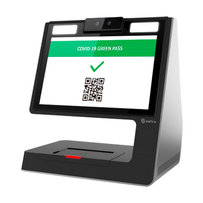 Lector de códigos QR Green Pass - Sistema operativo Android - Cámara de 2 Mp - Doble pantalla LCD de 10" - TCP/IP, USB y WiFi - Salida de audio