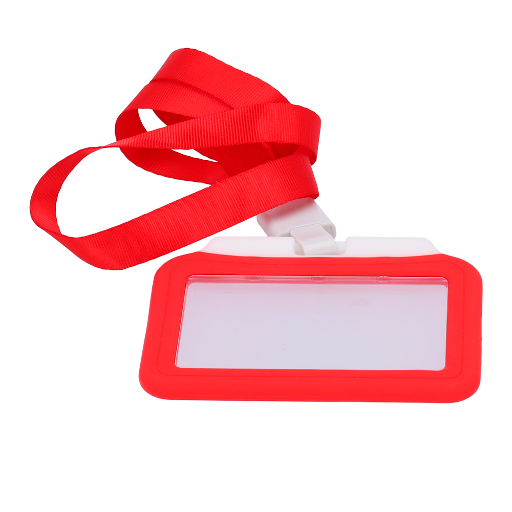Porta-tarjetas - Disposición horizontal - Láminas de plástico protectoras - Fabricado en silicona - Color rojo