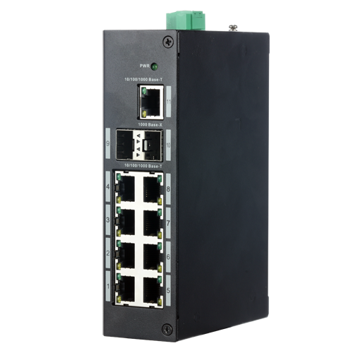 Industrial X-Security Switch - 9 RJ45 ports + 2 Uplink (SFP) ports - 10/100/1000 Mbps speed - Energy saving technology - Installation on DIN rail