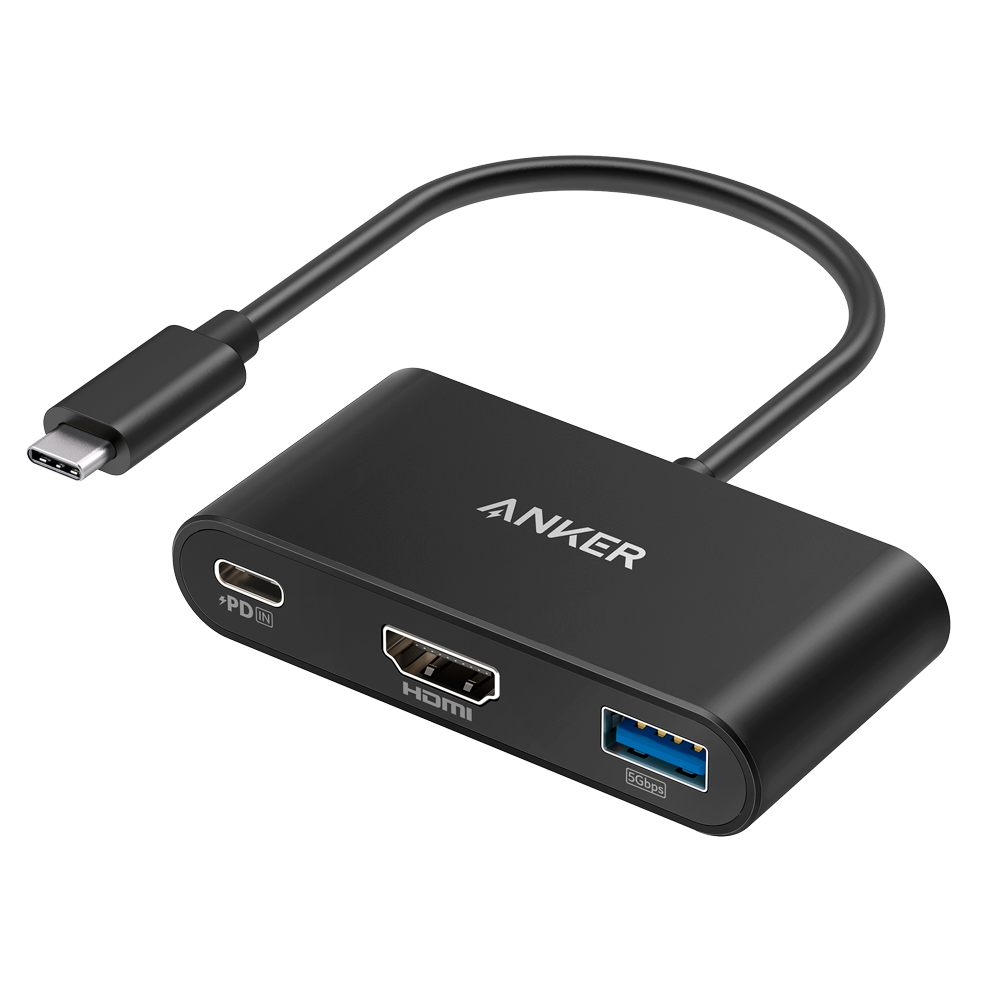Anker - Hub USB-C 3 in 1 - Supporta la ricarica PD100W - Trasferimento dati da 5Gbps - Ammette risoluzione 4K@30Hz - 1xUSB-C,1x USB-A, 1xHDMI