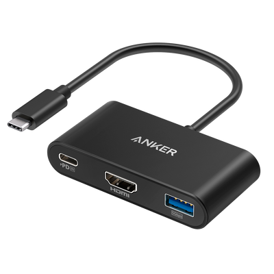 Anker - Hub USB-C 3 in 1 - Supporta la ricarica PD100W - Trasferimento dati da 5Gbps - Ammette risoluzione 4K@30Hz  - 1xUSB-C,1x USB-A, 1xHDMI