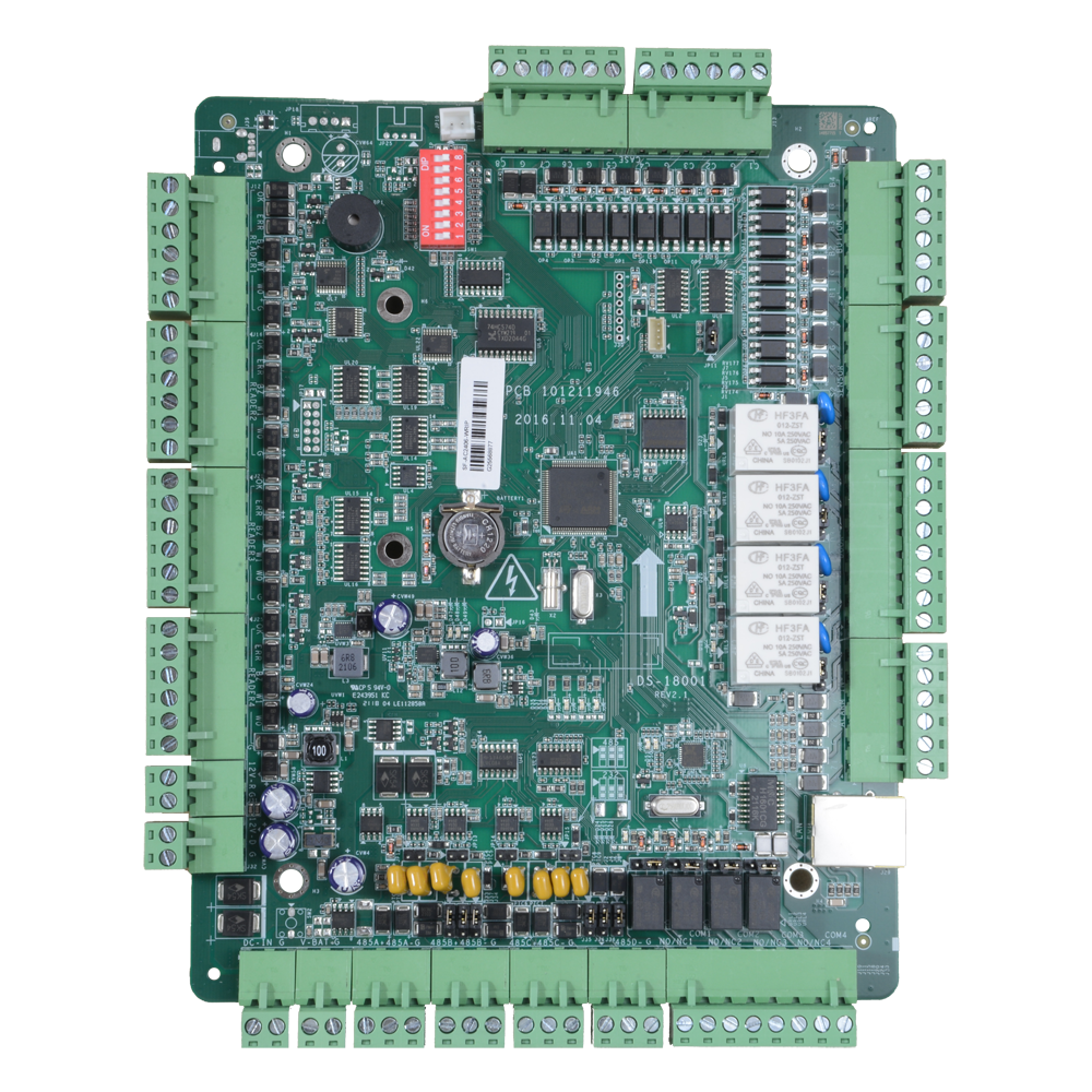 Biometric Access Controller - Access by fingerprint, face, card or password - TCP/IP communication | eHome | ISAPI | OSDP - 4 Wiegand 26 and 8 RS485 inputs - Relay output for four ports - Safire Control Center software