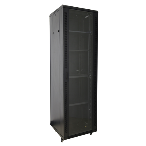 Armadio rack per pavimento - Fino a 42U rack da 19" - Fino a 800 Kg di carico - Con ventole e passacavi - 2 ventole, 3 vassoi e ciabatta 6 prese - Non assemblato