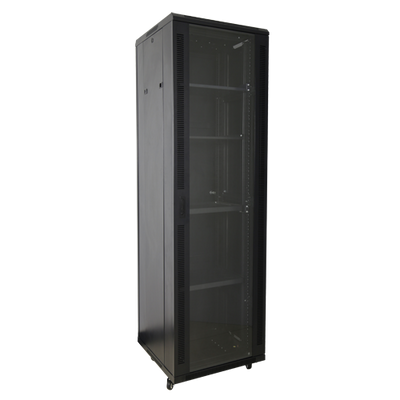 Armadio rack per pavimento - Fino a 42U rack da 19" - Fino a 800 Kg di carico - Con ventole e passacavi - 2 ventole, 3 vassoi e ciabatta 6 prese - Non assemblato