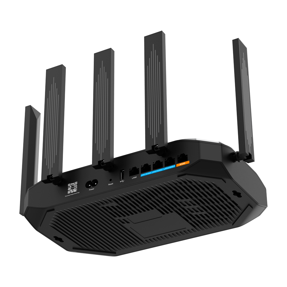 Reyee Router Wi-Fi Cloud con Mesh - Wi-Fi 6 2x2 | 5 Porte RJ45 10/100 /1000 Mbps - Supporta fino a 4 WAN per il failover o il bilanciamento - Fino a 1200 Mbps di larghezza di banda - Server VPN IPSec, L2TP, PPTP, OpenVPN - Controllo intelligente della lar
