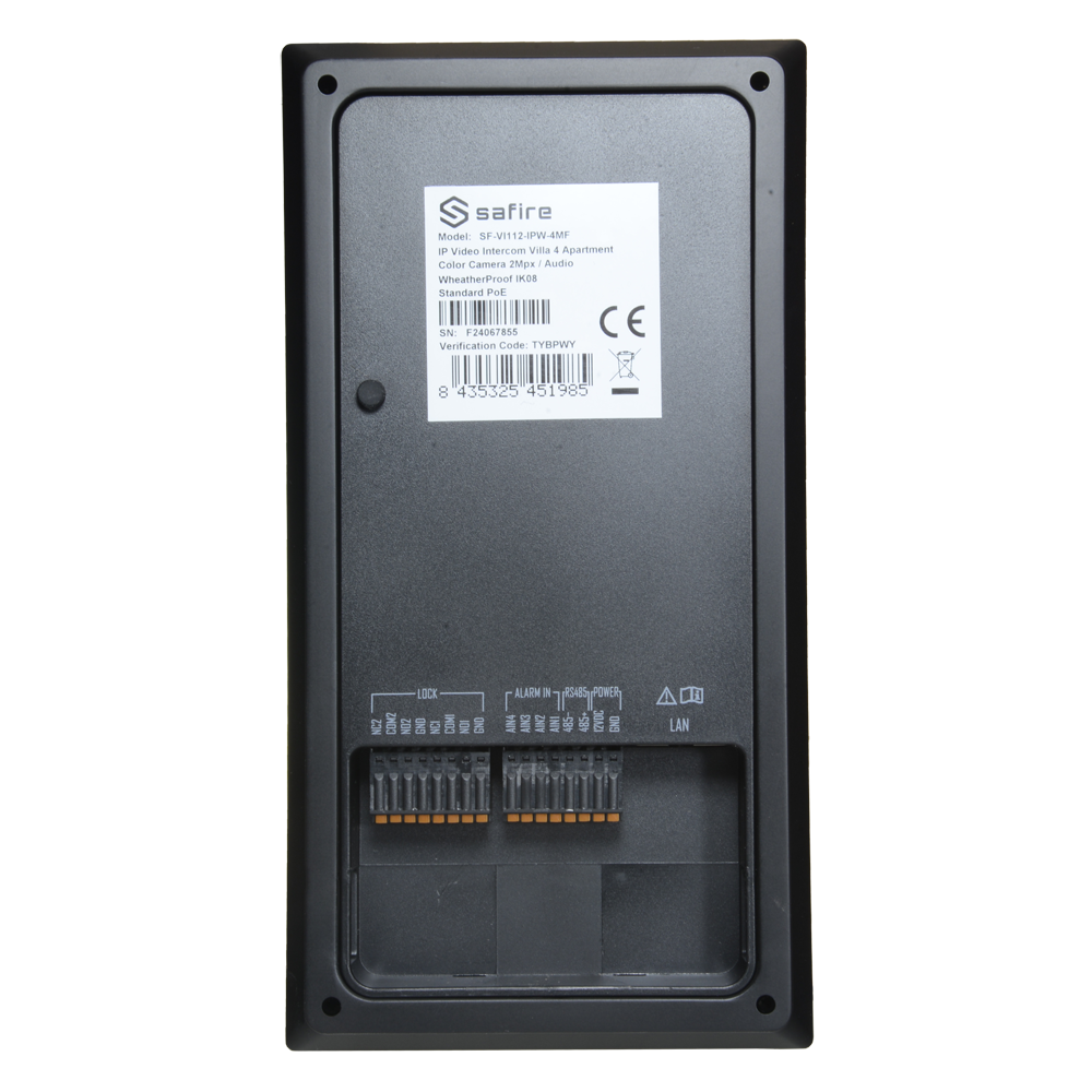 WiFi IP video intercom for 4 apartments - 2 Mp camera | Two-way audio - Opening with MF card 2 relays - Mobile app with or without monitor - Vandal-proof stainless steel - Standard PoE | Surface mount