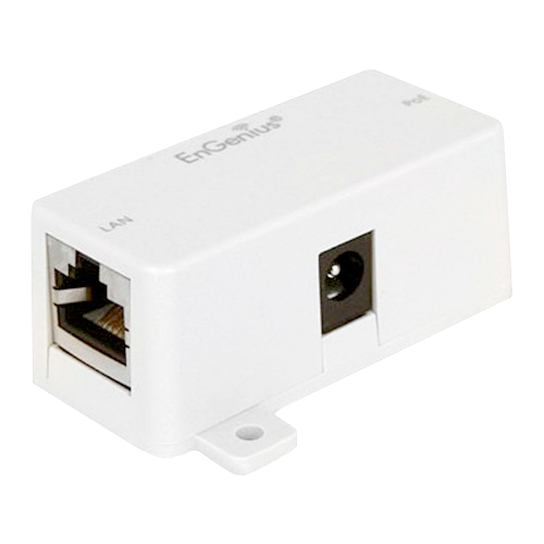 Iniettore PoE - I dati e la potenza su un singolo cavo UTP - Entrata RJ45 / DC IN - uscita RJ45 (PoE e Dati) - Potenza max 15.4 W / DC 24 V - PoE specifico antenne EnGenius