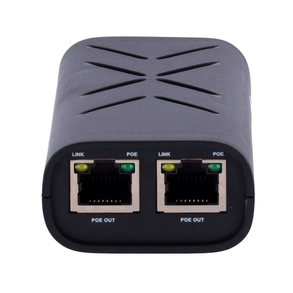 Dual PoE injector - RJ45 10/100/1000 Mbps input - Total power 60 W - Maximum distance 100 m - PoE/PoE+ IEEE802.3af/at - Stabilized and protected