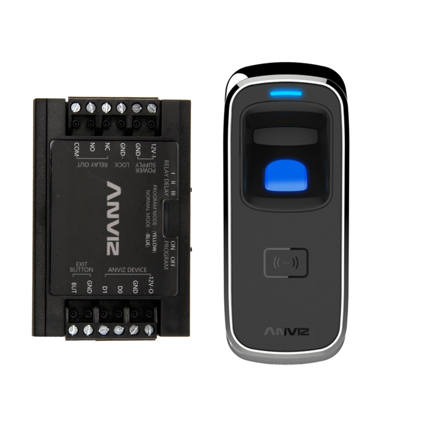 Lector biométrico autónomo ANVIZ - Huellas dactilares y MF - 2000 grabaciones / 50.000 registros - TCP/IP, RS485, miniUSB, Wiegand 26 - Controlador SC011 incluido - Apto para sistemas antiavalanchas de exterior