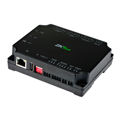 Controlador de Acceso RFID - Acceso con Tarjeta o Contraseña - TCP/IP | RS485 para ZK-SRB-DM10 - 4 lectores para ZKTeco OSDP - Salida de relé para 2 puertos - ZKBioAccess 5 puertos incluidos. Compatible con ZKBioCV