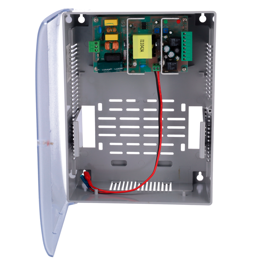 Alimentador - Exclusivo para control de acceso - Control de distintas cerraduras - Batería auxiliar - Se puede configurar en NC/NO - Caja de plástico