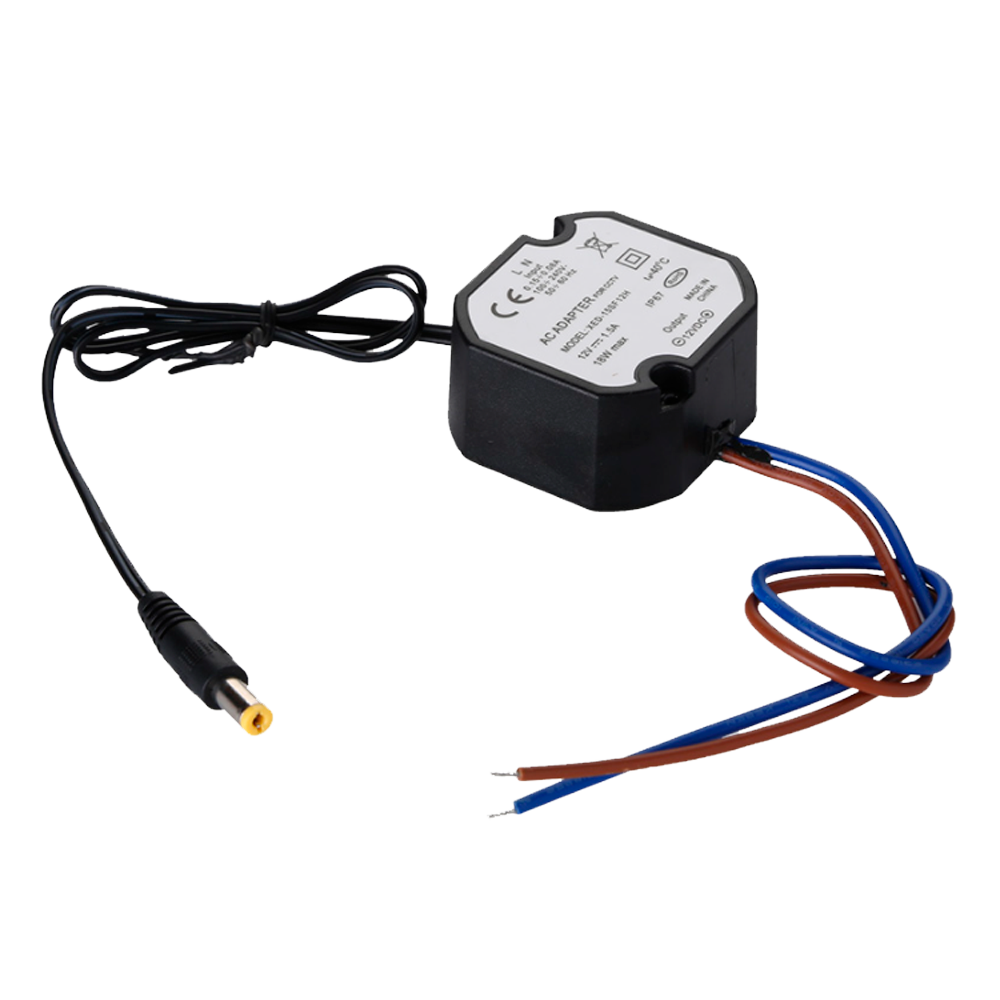 Adattatore di Alimentazione - 12 V / 1A /12 W - Impermeabile IP67 - 50 (Al) x 48 (La) x 25 (Lu) mm - Stabilizzato
