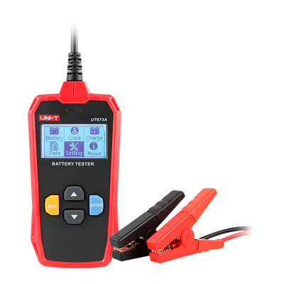 Tester per batterie - Misura capacità, tensione, resistenza e stato - Tester di carica e di avviamento delle batterie 12V/24V - Adatto per testare fino a 10 tipi di batterie