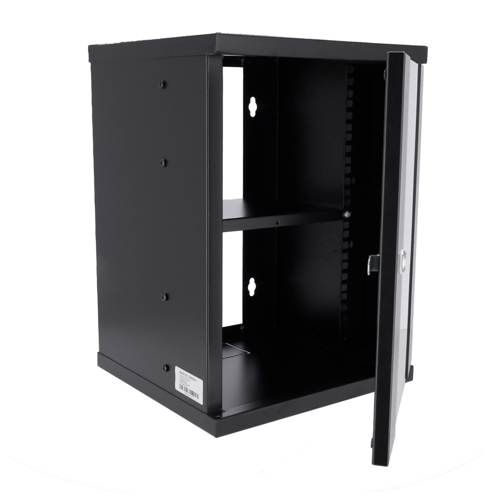 Armadio rack a parete - Fino a 9U rack da 10" - Fino a 15 Kg di carico - Con canaline passacavi - Vassoio incluso - Profondità 300 mm