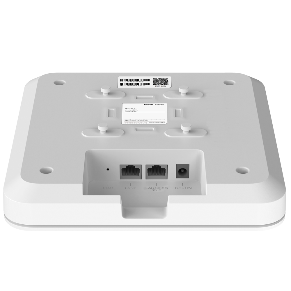 Reyee - AP Omnidireccional Wi-Fi 6 - Frecuencia 2.4 y 5 GHz - Soporta 802.11a/b/g/n/ac/ax - Velocidad de transmisión hasta 3000 Mbps / 160MHz - Antenas MU-MIMO 2x2:2 en 2.4GHz, 2x2 : 2 en 5GHz