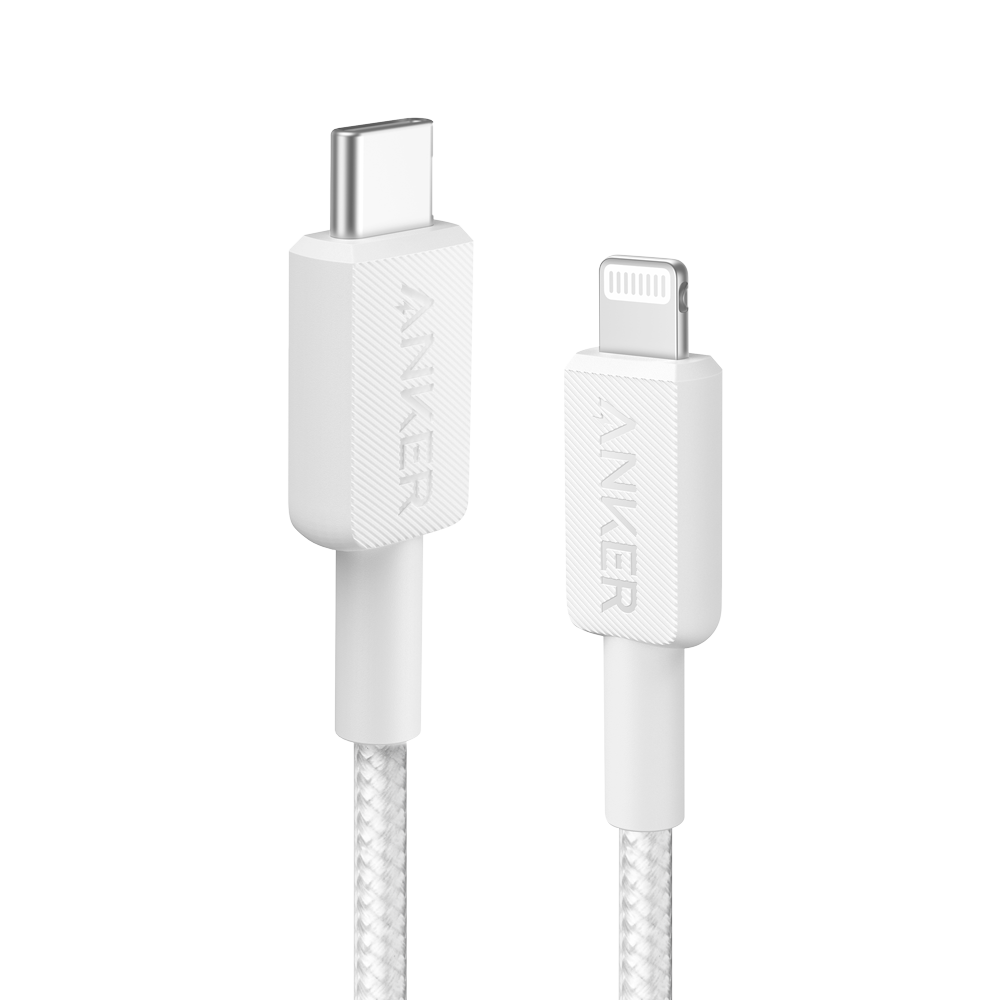 Anker - Cable USB2.0 - Carga rápida - USB-C a Lightning - Cubierta de metal trenzado - Longitud 0.9m | Color blanco