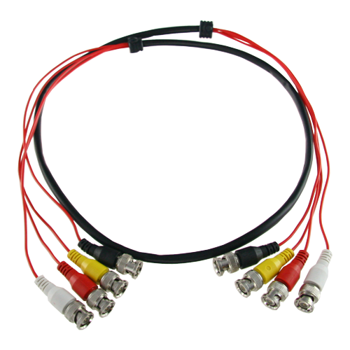 Cavo multiplo preparato - BNC maschio a BNC maschio - 4 giunti coassiali - Lunghezza 1,5 m - Per il collegamento di Balun al DVR - Compatibile con BA614P e PV3208PH