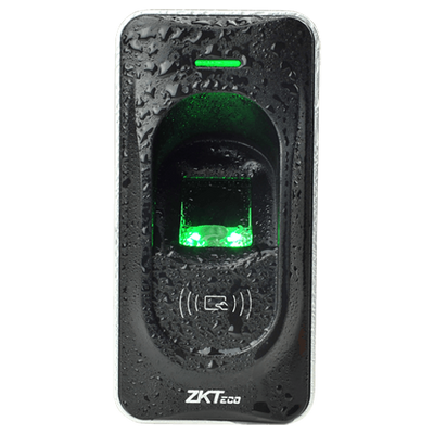Lector de acceso - Acceso mediante huella y tarjeta EM - Indicador LED y acústico - RS485 - Compatible con ZK-INBIO - Apto para exterior IP65
