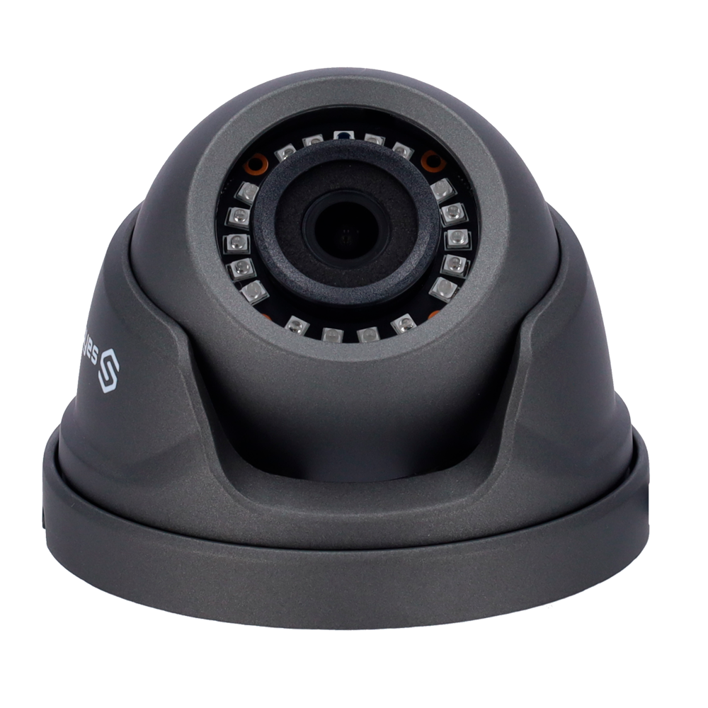 Cámara domo Gama 1080p ECO - 4 en 1 (HDTVI / HDCVI / AHD / CVBS) - 1/2.7" Brigates© BG0806 - Lente 2.8 mm - LEDs SMD IR Alcance 20 m - Menú OSD remoto desde DVR / Color gris