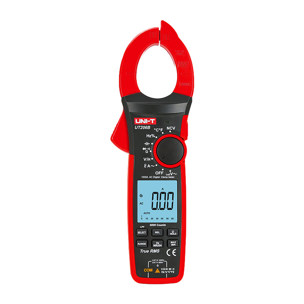 LCD current clamp - DC measurement up to 1000V - AC measurement up to 1000V and 1000A - Resistance/capacity/frequency/temperature - Auto Range | Diode test| True RMS | NVC - 42mm caliper opening