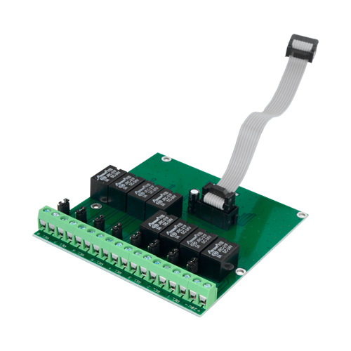 Modulo relè convenzionale DMTECH - 8 uscite relé - Fino a 3A/125VAC o 3A/30VDC - Alimentato dalla centrale - Compatibile con i pannelli antincendio DMTECH