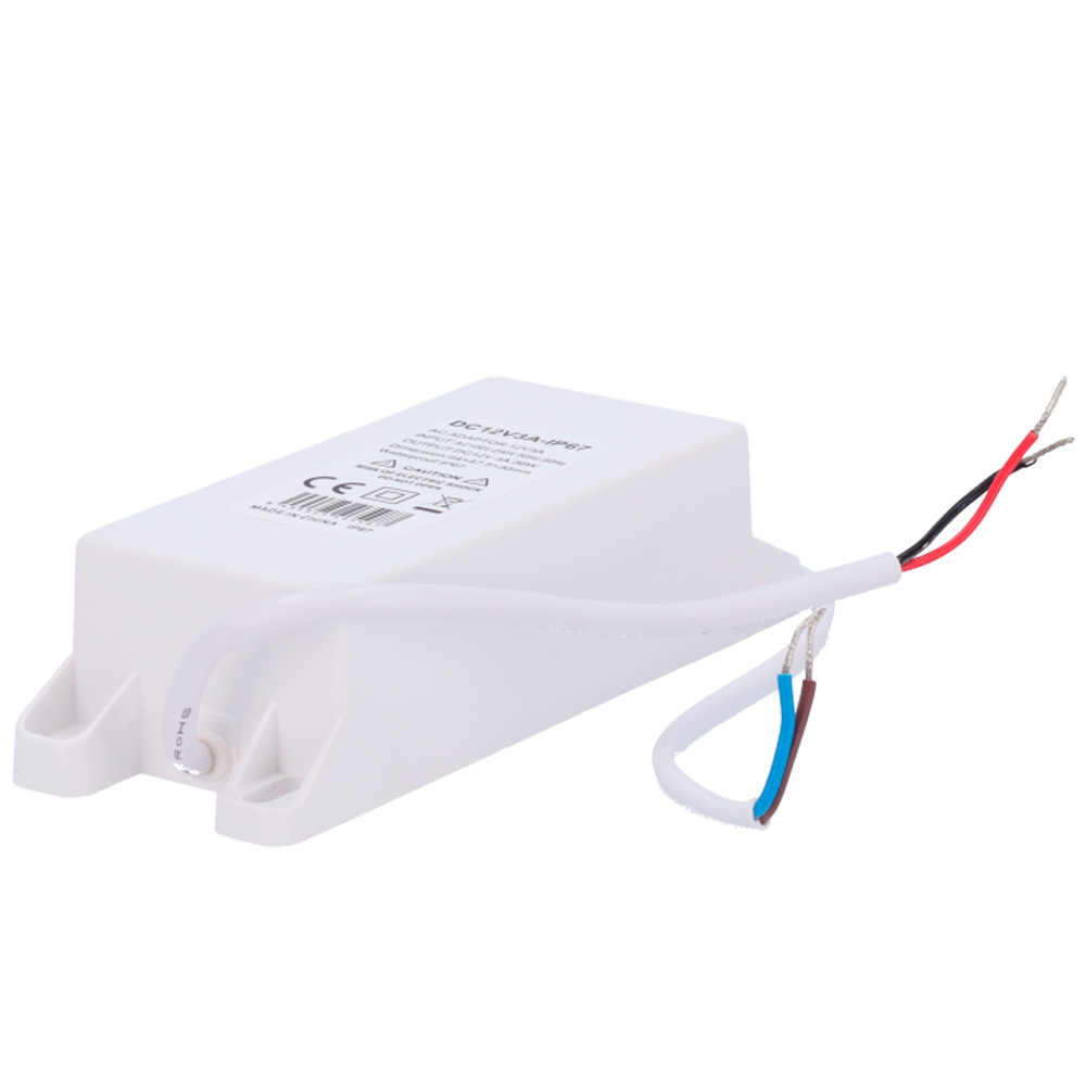 Alimentatore - Uscita DC 12 V 3 A - Uscita AC 230V 50Hz - Impermeabile IP67 - Protezione: Sovraccarico/Sovratensione/Sovratemperatura - Colore nero