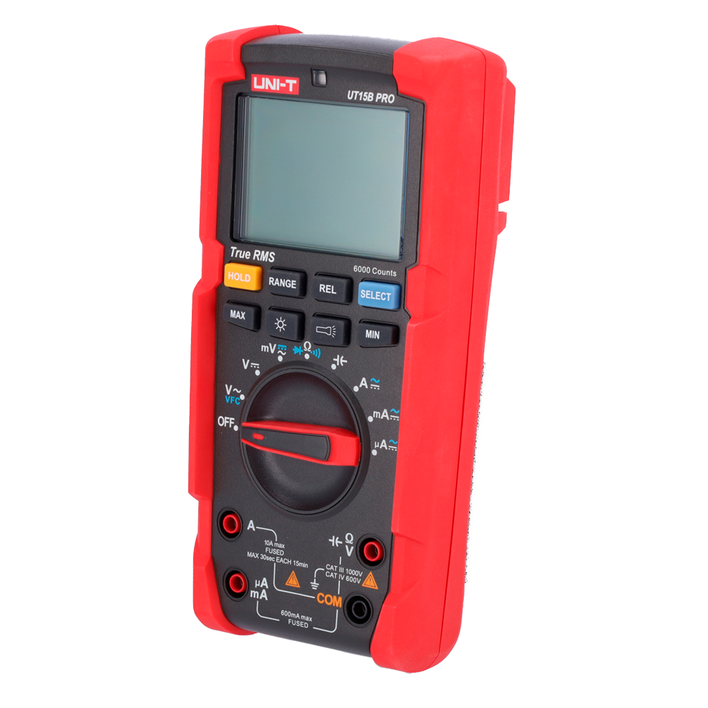 True RMS digital multimeter - DC and AC voltage measurement up to 1000V - DC and AC intensity measurement up to 10A - Resistance and capacitance measurement - Buzzer for continuity test | Diode test
