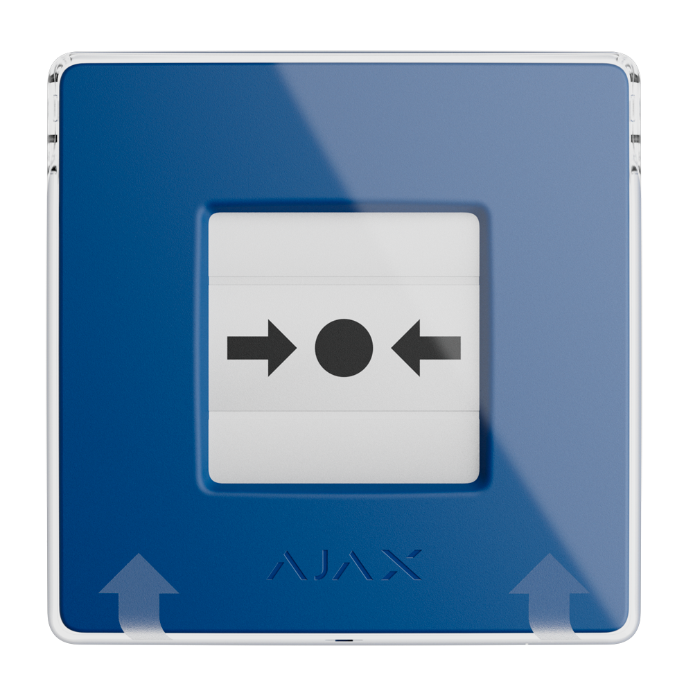 Pulsante manuale di allarme antincendio blu - Senza fili 868 MHz Jeweller - Pulsante di allarme antincendio o attivatore di scenari - Compatibile con la funzione di allarme interconnesso - Trasmissione degli allarmi alla Centrale Operativa (configurabile)