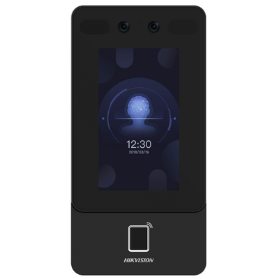 Control de acceso y presencia - Facial, huella, tarjeta MF, QR y PIN - 1.500 usuarios | 150.000 registros - TCP/IP, USB, RS485 y Wiegand | IP65 - Controladora integrada (sensor, pulsador y relé) - iVMS-4200 | Hik-Connect