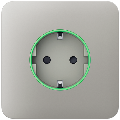 Copertura frontale per smart plug di tipo F - Compatibile con AJ-OUTLETCORE-SMART - Indicatore LED sullo stato della presa e sul consumo di energia - Pulsante touch per il controllo manuale - Retroilluminazione a LED - Colore grigio ostrica