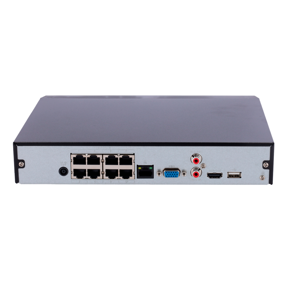 Grabador IP X-Security AI - 8 CH vídeo IP / 8 puertos PoE - Resolución máxima grabación 12 Mpx - Ancho de banda 80 Mbps - Salida HDMI Full HD y VGA - Admite 1 disco duro