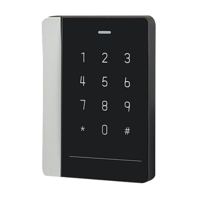 Lector de acceso - Acceso mediante tarjeta MF y teclado - Indicador LED y acústico - Wiegand 26/34 - Compatible con Safire - Apto para interior