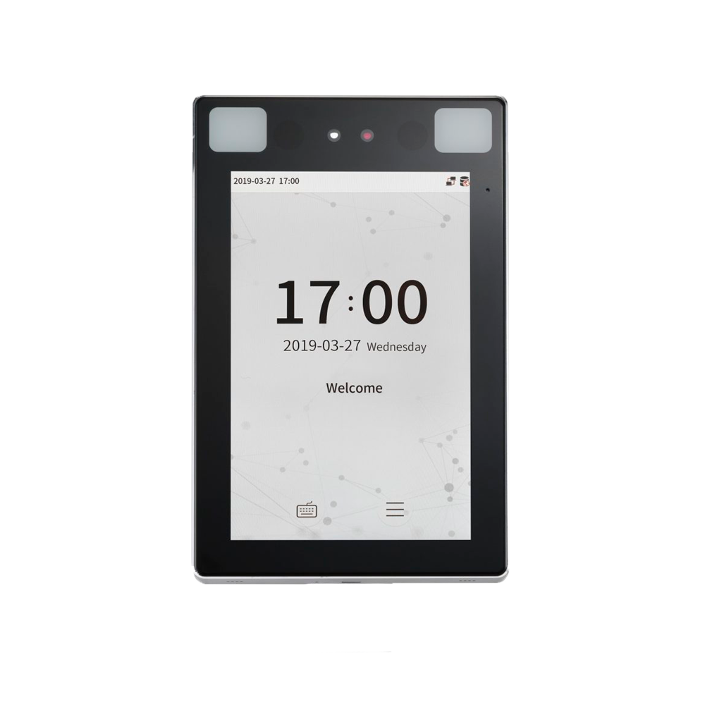 Controllo accessi e presenza IP68 - Riconoscimento facciale, del palmo della mano, scheda EM e PIN - 30.000 volti | 1.000.000 registri - 8" IPS touch | TCP/IP, WiFi, RS485 e Wiegand - Soft. Accessi: ZKBioCV - Soft. Presenza: ZKBioTime8 | GoTimeCloud