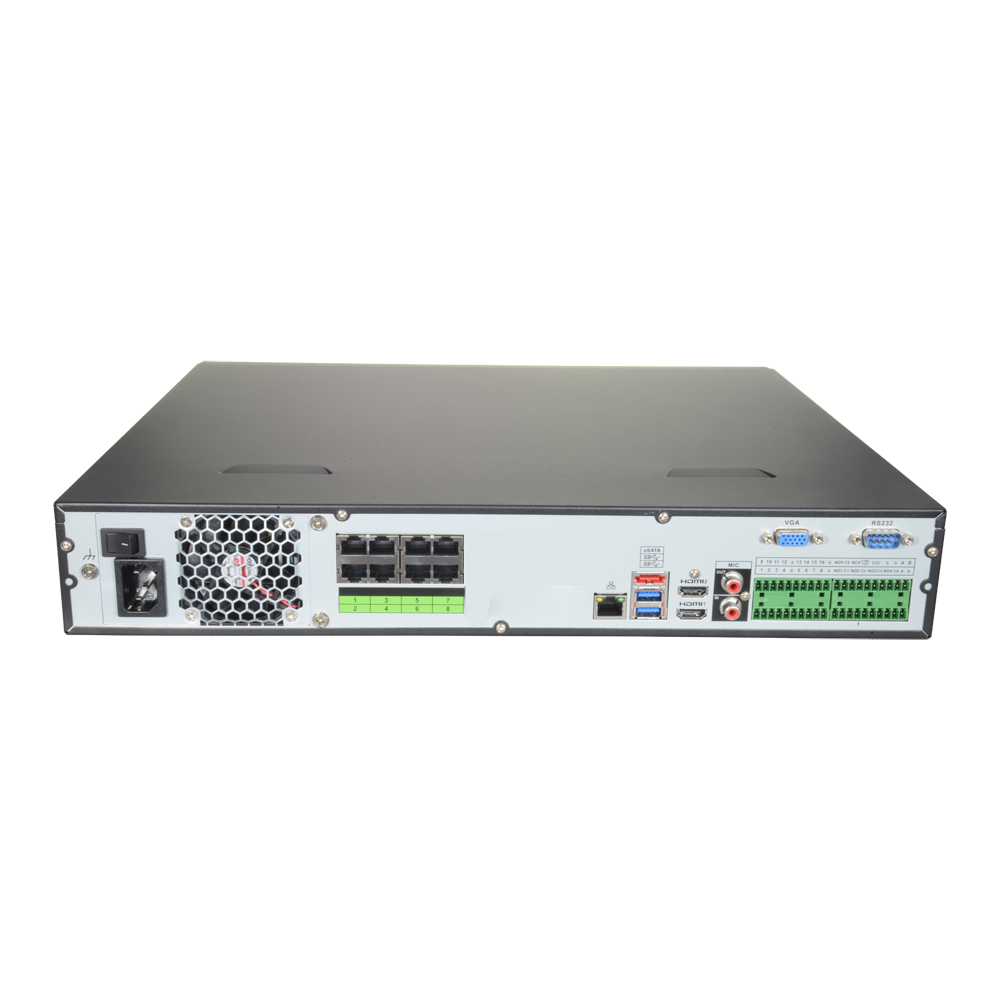 X-Security NVR video recorder for IP cameras - Maximum resolution 12 Megapixel - Smart H.265+ / Smart H.264+ compression - 16 CH IP, 8 IEEE802.3af/at ePoE ports - 4 Ch Facial recognition or 16Ch AI - WEB, DSS/PSS, Smartphones and NVRs
