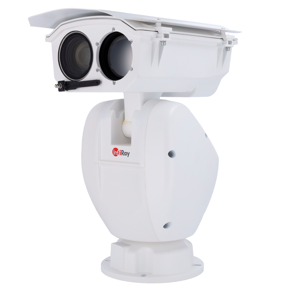 Telecamera termica PTZ a doppio spettro InfiRay serie PT4 - Sensore termico 1280x1024 VOx non raffreddato 12μm - Sensibilità termica ≤40mK (@25°C,F#1.0,25Hz) - Sensore visibile 1/1.8" 4Mpx CMOS - Ottica termica 75mm - Ottica visibile 6~300mm (zoom 50X)