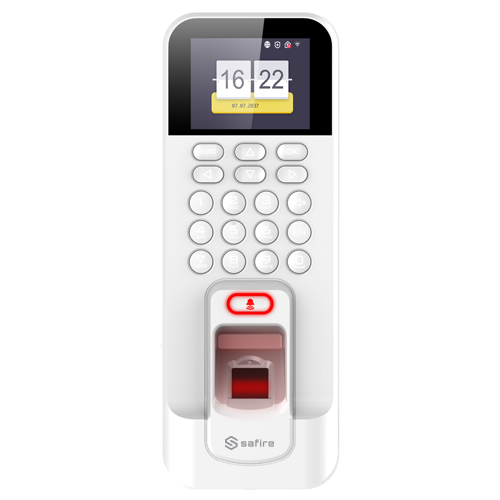 Control de acceso y presencia - Huellas, teclado y tarjeta MF - 3.000 registros / 100.000 registros - TCP/IP, USB, RS485, Wiegand y Relay - Control integrado | Modo Presencia - Software Safire Control Center | el color blanco