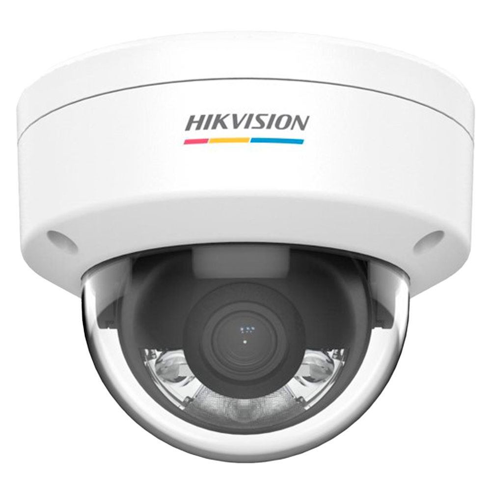 Hikvision - Cámara Domo IP gama VALUE - Resolución 4 Megapixel (2560x1440) - Lente 2.8 mm | ColorVu | Micrófono integrado - Luz híbrida 30 m | PoE IEEE802.3af | MicroSD - Detección de movimiento 2.0 | IP67, IK08